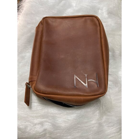 Brown Leather Zipper Travel Organizer With NH Logo